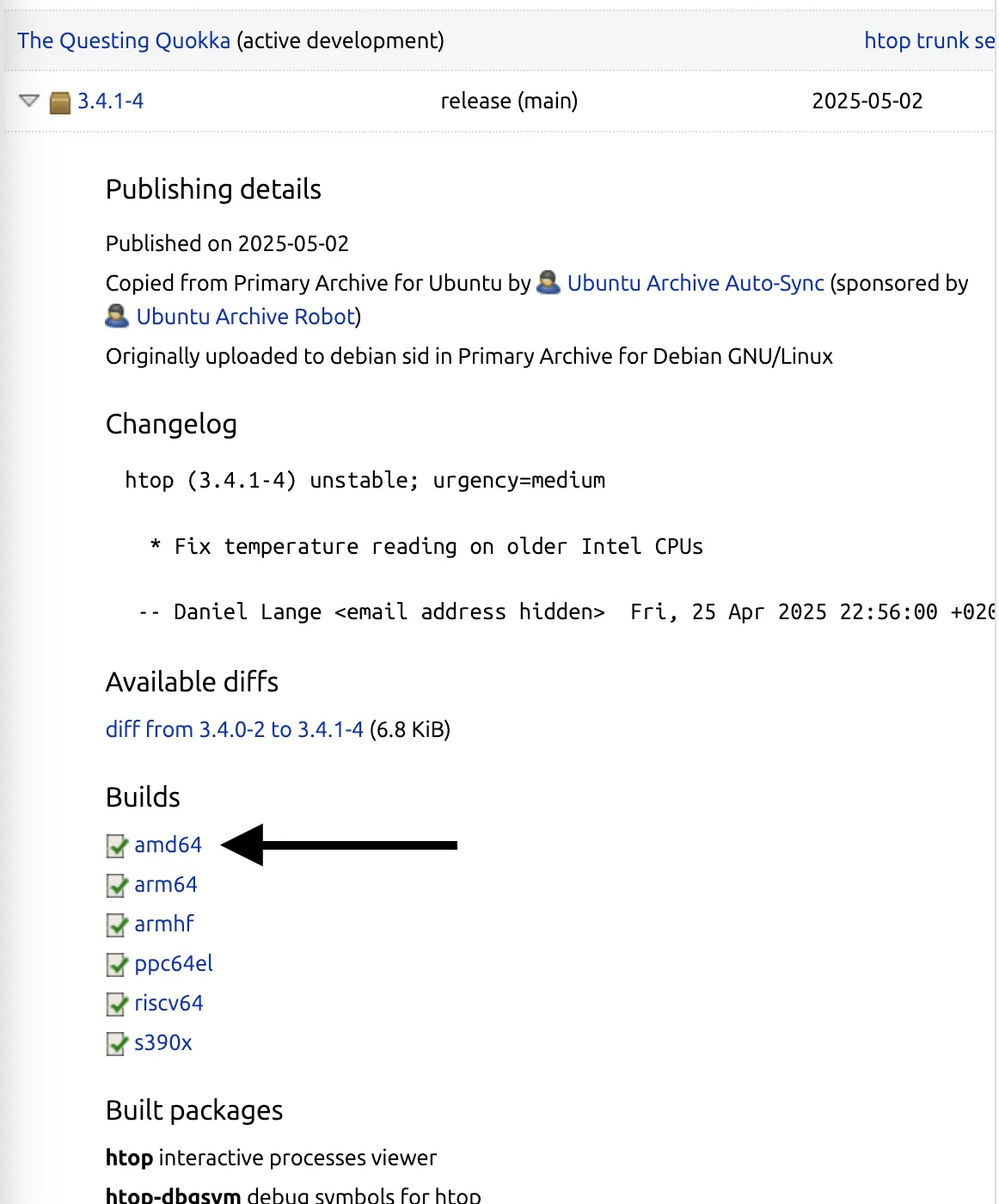 htop launchpad build page