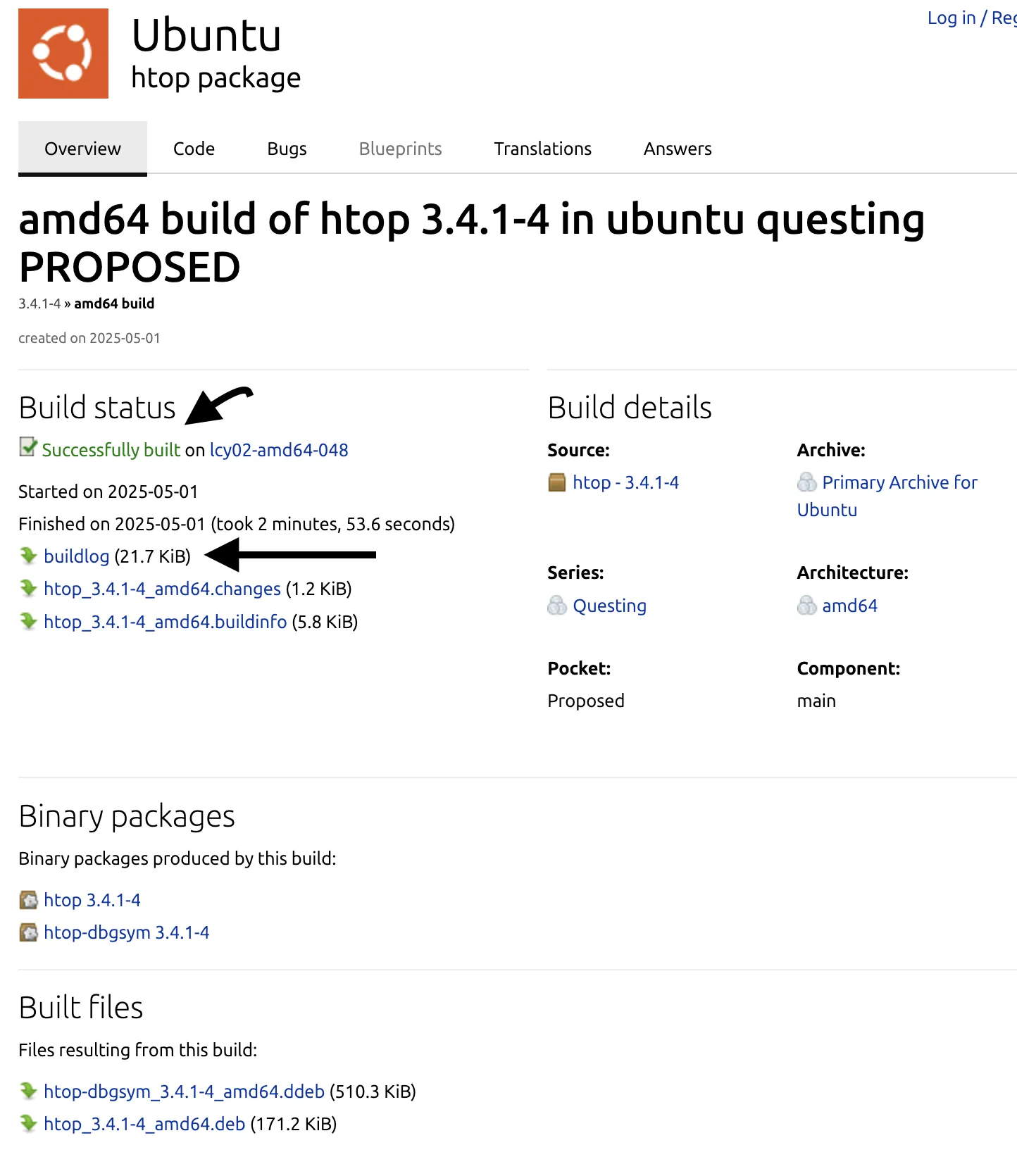 htop launchpad build status